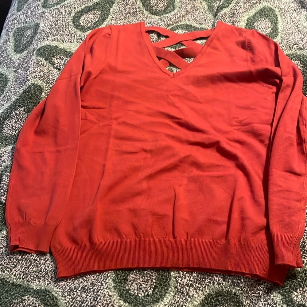 NWOT Love Ellie Burnt Orange Long Sleeve Cozy Sweater Medium Career Preppy‎